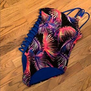 Coral Tropical one shoulder swimsuit 10